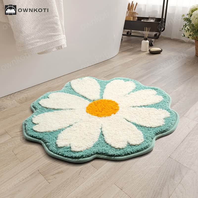 Cartoon Shell Daisy Flower Absorbent Floor Mat